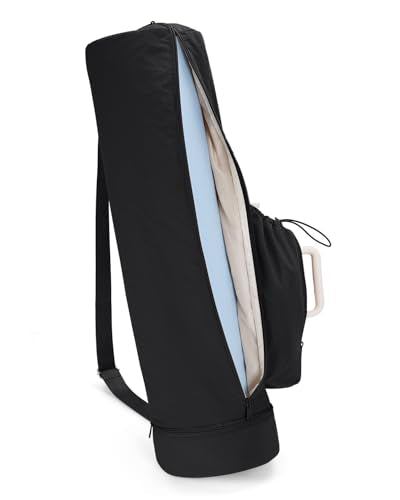sportsnew Puffy Yoga Mat Bag Yoga Gym Bags for Women Men, Full-Zip Pilates Bag with Wet Pocket & Side Zip Drawstring Pocket Fits Tumblers with Handle, Yoga Mat Storage for Carrier Quick Access - color: Black