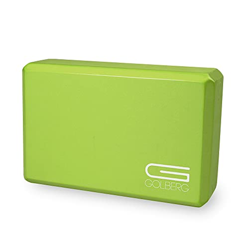 Golberg Foam Yoga Block – For Fitness, High Intensity Support and Improving Strength or Flexibility Pink/Green/Dark Green/Purple/Blue – 1/2/4 Pack - color: 1 Pack - Green