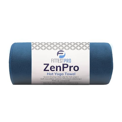 Fittest Pro Non-Slip Hot Yoga Towel with Super-Absorbent Soft Suede Microfiber in Many Colors, for Bikram Pilates and Yoga Mats. (72.00 x 26.50) Seaside Blue - color: Dark Blue