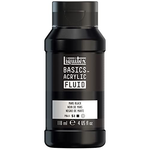 Liquitex Basics Acrylic Fluid Paint, 4-oz Bottle, Mars Black - color: Mars Black, style: 118ml (4-oz)