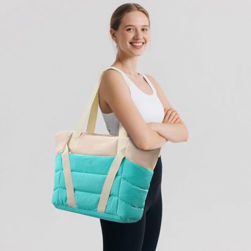 Axcone Women's Yoga Tote Bag with Luggage Sleeve & Mat Straps - Gym Work Bag for Office, Commute, Sports,Travel - color: Blue