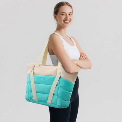 Axcone Women's Yoga Tote Bag with Luggage Sleeve & Mat Straps - Gym Work Bag for Office, Commute, Sports,Travel - color: Blue