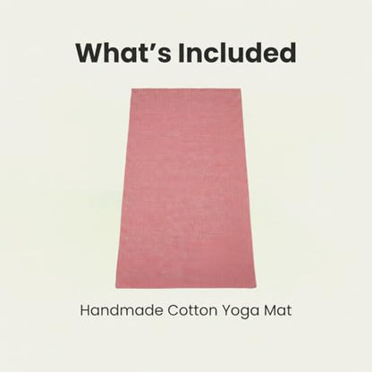 LFH Home Handmade Cotton Yoga Mat Cotton Rug picnic mat For Exercise, Workout, Fitness - Perfect Heavy Quality Eco Friendly Natural Cotton Woven Reversible Yoga Mats for Men & Women - 72x26 Inch. - color: Brick