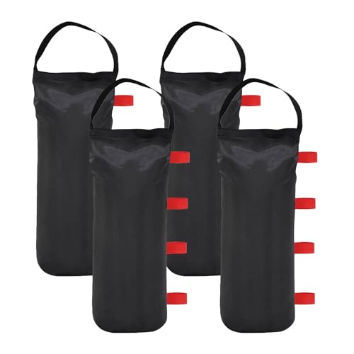 145 LBS Canopy Weights Sand Bags, 4-Pack Sand Bags for Weight Outdoor Advertising Tent Sunshade Fixed Windproof Pop up Canopy Tent Weights(Black-red Straps) - color: Black-red straps