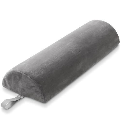 Saloniture Jumbo Half Round Massage Table Bolster Under-Knee Pillow Pad - 26 x 9 x 4.5 Inch - Gray Velour - color: Gray
