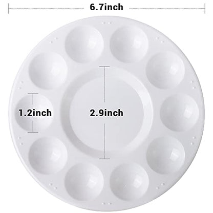 Hutou 6 Pack Paint Tray Palettes, Round, White | Plastic Paint Pallet for Kids Art Painting Palette for Painting or DIY Craft Class - color: 6 Pack