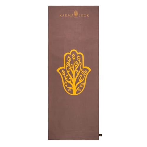 KARMA AND LUCK Grounded Grace Yoga Towel, Rooted Energy for Strength & Balance, Non-Slip Hot Yoga Mat Towel with Silicone Base, Highly Absorbent Terry Suede, 26” x 72” - color: Grounded