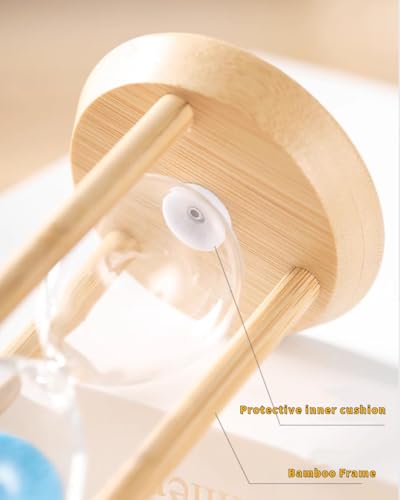 Mini Wooden Sand Timers,100% Bamboo Hourglass Sand Timers 1Min Sandglass Timer for Toothbrush Timer Games Classroom Home Office Cooking（Blue+1Min） - color: Blue, size: 1Min