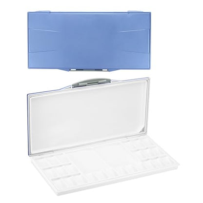 PATIKIL 24 Wells Paint Storage Box, Airtight Folding Detachable with 3 Extra Area Painting Palette for Watercolor Gouache Acrylic Oil Paint, Blue - color: Blue