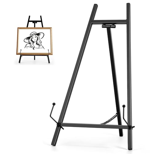 13.3" Metal Easel Stand for Sign – Elegant Table Top Easel for Display, Heavy Duty Tabletop Picture Easel Stand for Wedding Sign, Picture Frame, and Art (Black) - color: Black, size: 13.3 Inch