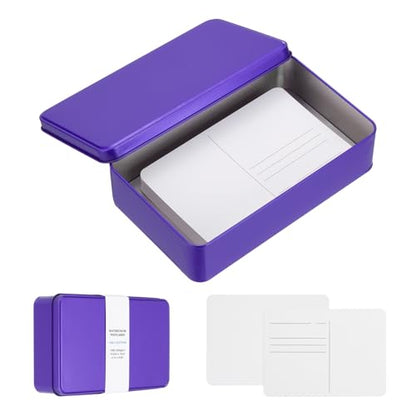 MECCANIXITY 40 Sheets Watercolor Postcards, 100% Cotton 4x6 Inch Watercolor Paper with Purple Tin Box Blank Postcards Cold Pressed for Mailing Painting Invitations Greeting Cards(140lb/300gsm) - color: Purple