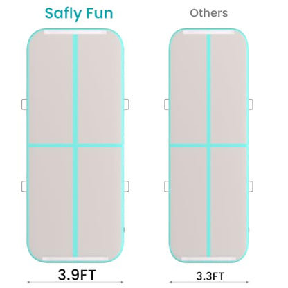 Inflatable Gymnastics Mat 6.6ft/10ft Air Tumble Track Training Mat 4/8 inches Thick Tumbling mat with Electric Pump for Home Use/Tumble/Gym/Training/Cheerleading/Water/Yoga - color: Mint Green, size: 10ft*3.9ft*4in