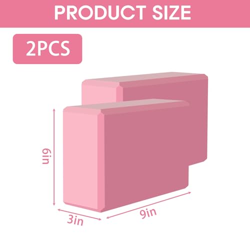Yoga Block - Supportive Latex-Free Eva Foam - Soft Non-Slip Surface with Beveled Edges for Yoga, Pilates, Meditation - Yoga Accessories for Stability, Balance, Deepen Stretches - color: Pink-2 Pack