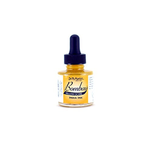 Dr. Ph. Martin's Bombay India Ink (21BY) Ink Bottle, 1.0 oz, Yellow Ochre, 1 Bottle