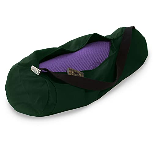 Premium Cotton Yoga Mat Bag with Shoulder Strap - Durable, Breathable and Lightweight Gym Bag to Carry the Standard or Extra Large Mat Sizes - Ideal for Yoga, Pilates & Fitness Equipment - color: Forest Green, size: Extra Large
