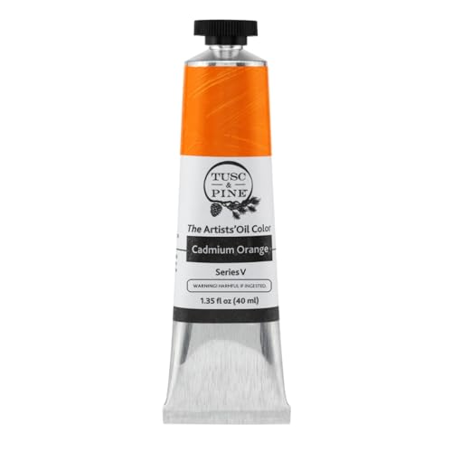 Tusc & Pine Artist Oil Paint - Cadmium Orange, 40 ml, Non-Yellowing, Rich & Creamy Consistency, Maximum Pigment Load, Small Batch Milled Oil Paints Made in the USA - color: Cadmium Orange, size: 1.35 Fl Oz (Pack of 1)