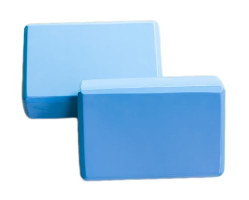 Yoga Block High Density EVA Foam Blocks 2 Packs 9"x6"x3" Each, Supportive, Lightweight with Beveled Edges for Yoga, Pilates, and Meditation - color: Blue