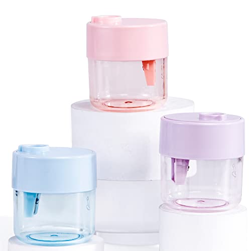 Golcellia 3 Pack Handheld Pencil Sharpeners Single Hole Back to School | Compact colored handheld pencil sharpener, dual holes, steel blade and shavings box for classroom office back to school