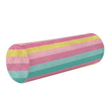 Bolster Pillow Neck Pillow Round Soft Health Memory Foam Pillows Long Cylindrical Body Pillow with Removable Cover Cute Back Yoga Colorful Stripes01 Pattern 17" x 5.5" - color: Colorful Stripes01 Pattern