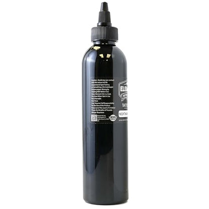 Element Tattoo Supply Black Tattoo Ink 8oz Bottle | Professional Black Ink | USA made formula, smooth reliable flow, deep bold saturation, ideal for lining and shading, trusted by professional artists - size: 8oz