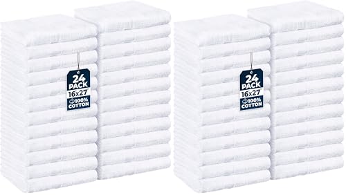 Utopia Towels, Salon Towel, Pack of 48, 16 by 27 Inches, Highly Absorbent Cotton Towels for Hand, Gym, Beauty, Spa, and Home Hair Care, White - color: White, size: 48 Pack