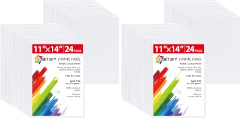 24 Pcs 11x14Inch Flat Canvas Boards for Painting, Art Panels (Pack of 2) - size: 11"x14" (Pack of 2)