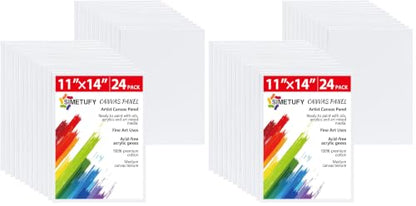 24 Pcs 11x14Inch Flat Canvas Boards for Painting, Art Panels (Pack of 2) - size: 11"x14" (Pack of 2)