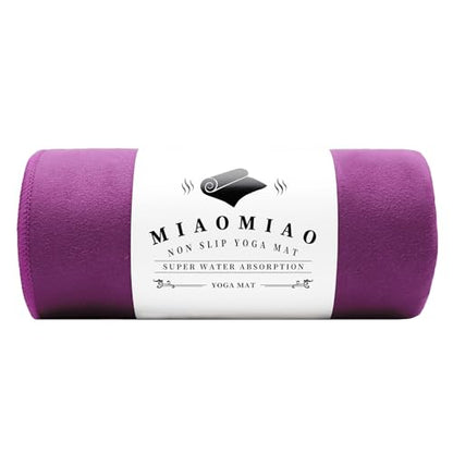 MIAOMIAO Non-Slip Hot Yoga Towel Set,Super Absorbent Microfiber in, 24.5" x 72" - Anti-Slip, Injury Free Design for Pilates, Yoga Mats, Exercise, and Fitness Gear - color: Bright Purple