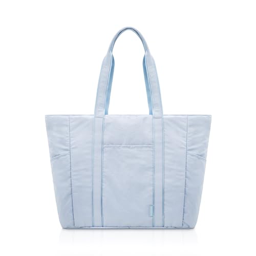 Everfun Large Tote Bag for Women, Ultra Soft Gym Tote, Everyday Yoga Washable Bag with Zipper, Travel, Beach, Laptop Work - color: Blue
