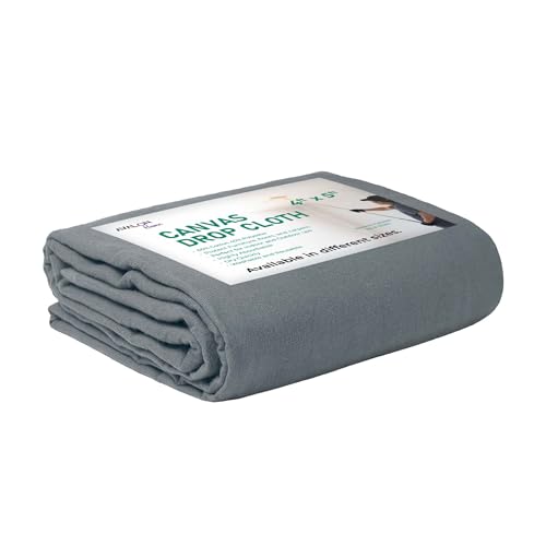 Canvas Drop Cloth for Painting 4x5 feet Pack of 1-8oz Painters Drop Cloths for Painting - All Purpose Canvas Tarps for Floor & Furniture Protection - Recycled Cotton Fabric - color: Gray, size: 4x5 Ft - 1 pc