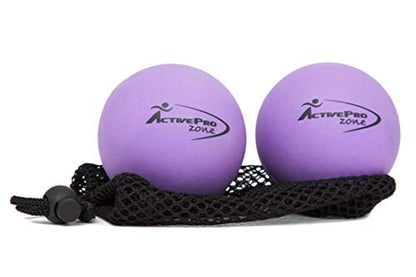 Therapy Massage Ball - Instant Muscle Pain Relief. Proven Effective for Myofascial Release, Deep Tissue Pressure, Yoga & Trigger Point Treatments. Set - 2 Lacrosse Balls W/Mesh Bag - color: 2 Balls - Size 2.5in - Purple