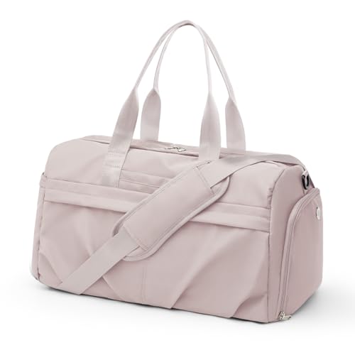 Gym Bag for Women with Shoe Compartment, Sport Travel Duffel Bag for Men | Waterproof Weekender Overnight Carry on Duffle Bag with Trolley Sleeve for Traveling, Yoga, Gym, Airplane -Pink - color: Pink