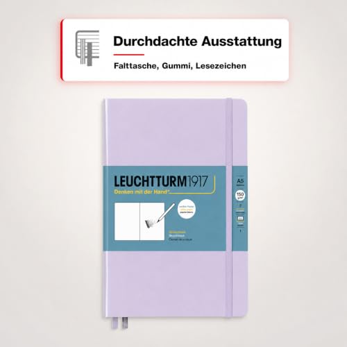 Leuchtturm1917 - Medium A5 Hardcover Sketchbook (Lilac) - 112 Pages of 150g/m² Paper - color: Lilac, size: Medium (A5)