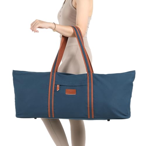 Large Yoga Mat Tote Sports Gym Pilates Carrier Shoe Bag for Women - color: Blue