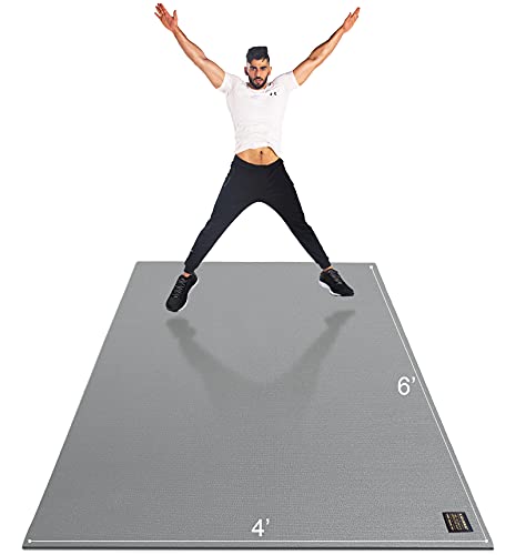 GXMMAT Large Exercise Mat 6'x4'/6'x5'/6'x6'(7mm) | High-Density Wide Workout Mats for Home Gym & Garage Flooring,Non-Slip Thick Cardio Mat for MMA,Weights,Fitness,Shoe-Friendly - color: Grey Cool, size: 6*4 FT