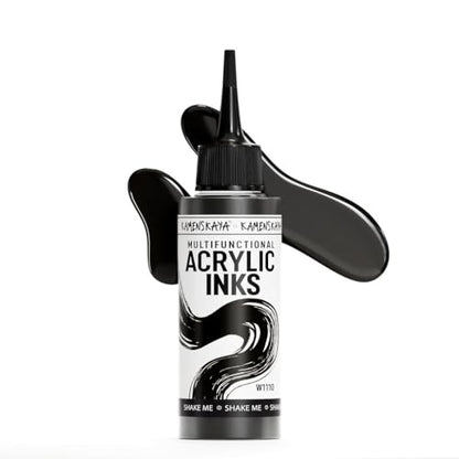 Acrylic Inks for Artists - Black Acrylic Ink, 3.38 Fl Oz (100 ml) | Highly Concentrated, Multifunctional Liquid Acrylic Paint - color: Black
