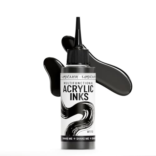 Acrylic Inks for Artists - Black Acrylic Ink, 3.38 Fl Oz (100 ml) | Highly Concentrated, Multifunctional Liquid Acrylic Paint - color: Black