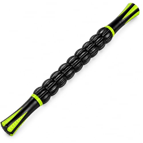 Massage Roller Stick for Muscles Deep Tissue, Portable Muscle Roller with 9 Independent ABS Rollers, 81 Contact Points, Dual-Grip Handles for Gym & Home Use