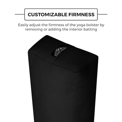 Mount Adams Firm Rectangular Yoga Bolster, 24x10x5in - color: Black
