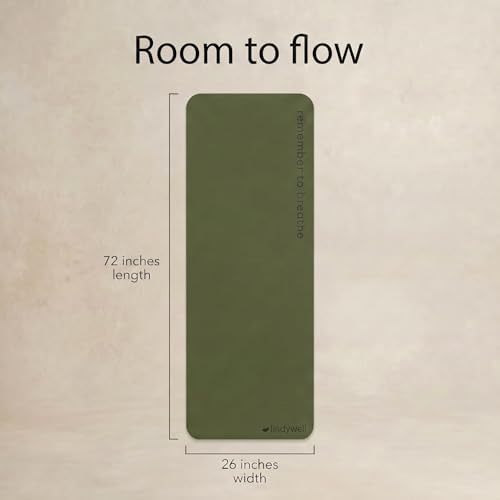 Lindywell Pilates Yoga Workout Mat Non Slip 6mm, 8mm, 10mm Thick - 6ft x 26in - color: Dark Olive, size: 8mm