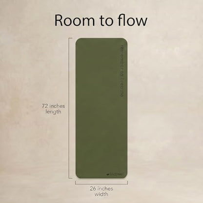 Lindywell Pilates Yoga Workout Mat Non Slip 6mm, 8mm, 10mm Thick - 6ft x 26in - color: Dark Olive, size: 8mm