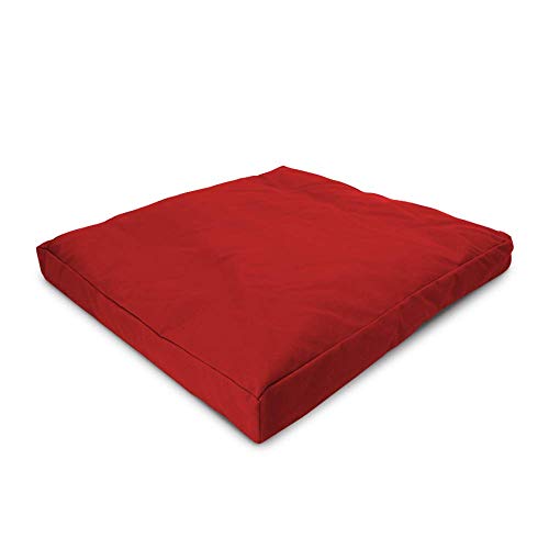 Bean Products Zabuton Meditation Cushion, Cotton Filled Pillow - Red - color: Red, size: Standard 24x24x2