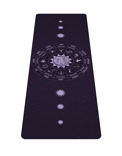 nuveti Printed Travel Yoga Mat 1/16 Inch Thick Non Slip Fitness Workout Mat | with Carrying Bag, Foldable Lightweight Suede & Natural Rubber Yoga Mat for Yoga Pilates and Fitness 72" L x 24" W x 1.5mm - color: ShiErGongWei