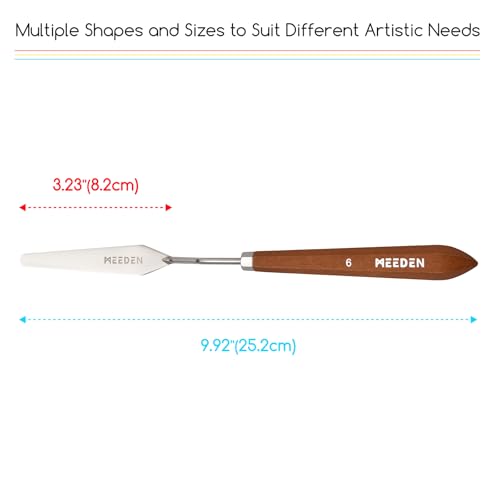 MEEDEN Artist Spatula Painting Knife: 9.92" Flexible Stainless Steel Art Pallet Mixing Knife with Wood Handle for Adults, Beginners, Students, #6 - style: #6