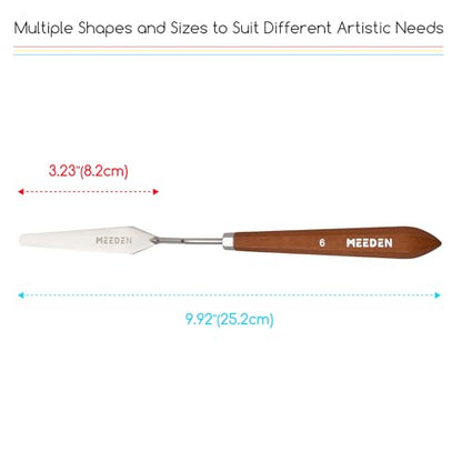 MEEDEN Artist Spatula Painting Knife: 9.92" Flexible Stainless Steel Art Pallet Mixing Knife with Wood Handle for Adults, Beginners, Students, #6 - style: #6