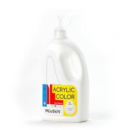 MEEDEN Titanium White Acrylic Paint: Extra-Large 2L /67 oz White Liquid Paint - Perfect for Acrylic Poured Paintings, Studio, School, Wall Painting & Party - color: White