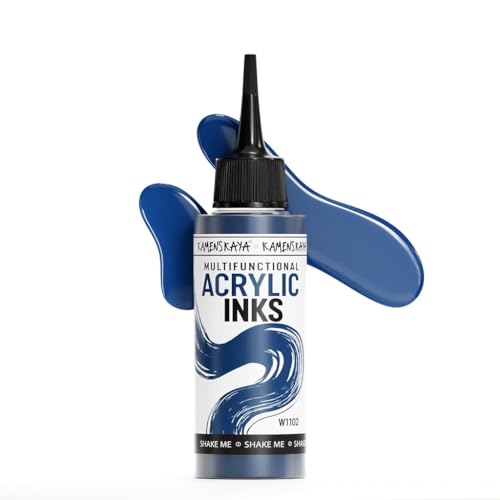 Kamenskaya Acrylic Inks for Artists - Deep Water Acrylic Ink, 3.38 Fl Oz (100 ml) | Highly Concentrated, Multifunctional Liquid Acrylic Paint - color: Deep Water