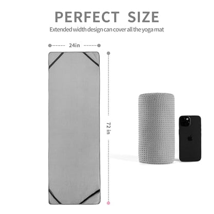 MICROFI Microfiber Hot Yoga Towel Mat, 24 x 72 inches, with Non-Slip Silicone Grip, Secure Fit Elastic Straps (Gray) - color: Gray