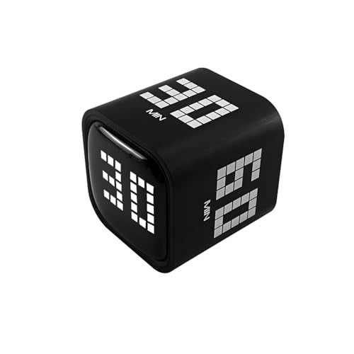Qumox Digital Cube Timer, Rechargeable Flip Timer with Gravity Sensor & Manual Mode, 5/10/30/60 Minute Countdown, USB-C, LED Display, Vibration & Sound Alerts for Study, Work, Cooking, Fitness