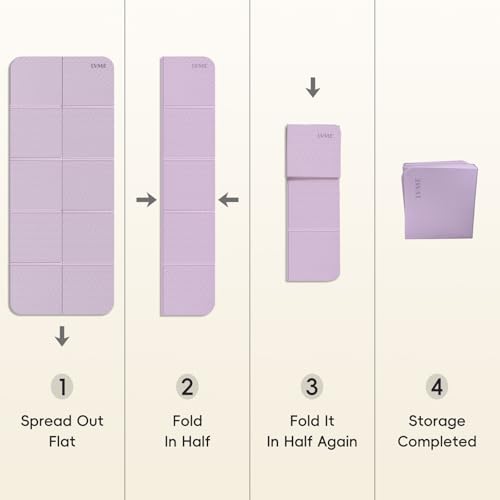 LVME Foldable Yoga Mat,（75"x31.5"）Extra Large Travel Mat - color: Lavender Purple